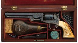 Wm. H. Vanderbilt Cased Engraved Colt 1851 Navy with Carved Grip