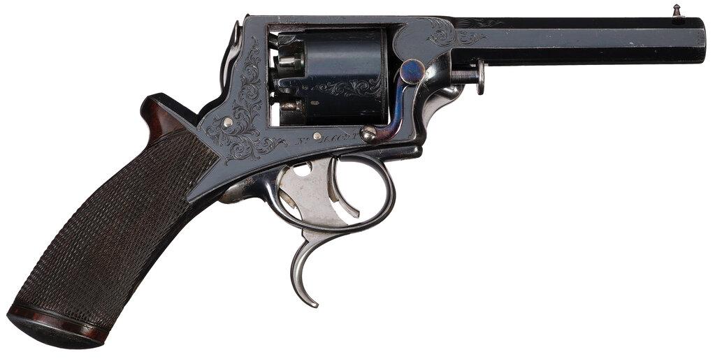 Cased Engraved Tranter Double Trigger Self-Cocking Revolver