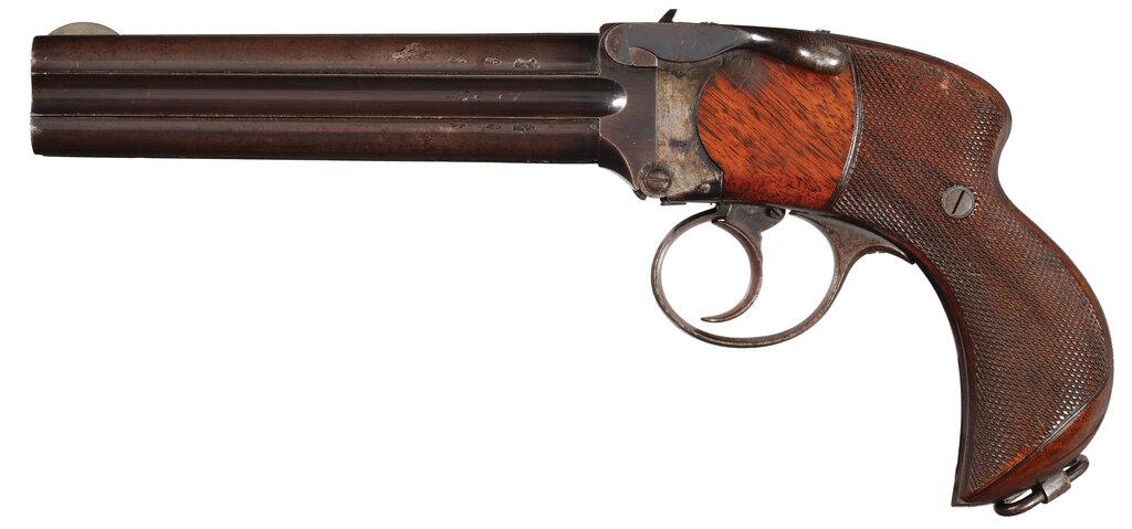 Charles Lancaster Four Barrel Thorn Patent Pistol in .476 CF