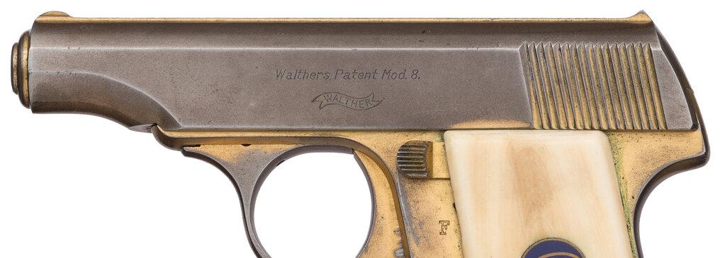 Gold Finished Cased Walther Model 8 Pistol