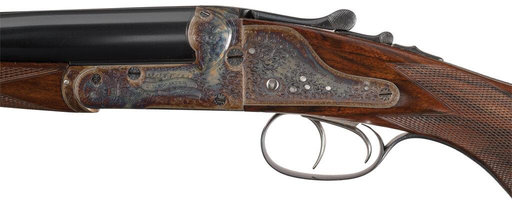 Engraved Charles Lancaster Sidelock Double Rifle with Case
