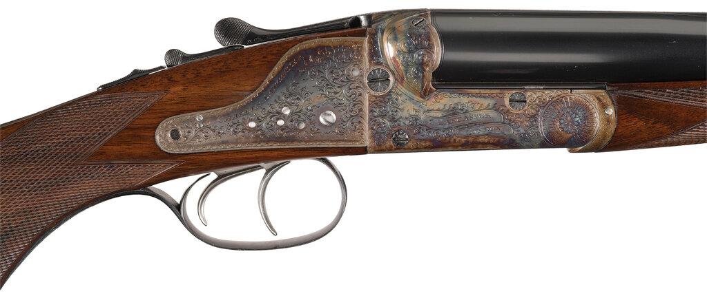 Engraved Charles Lancaster Sidelock Double Rifle with Case