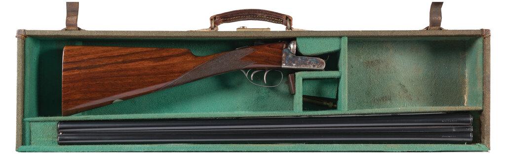 Engraved Webley & Scott Boxlock Double Barrel Shotgun with Case