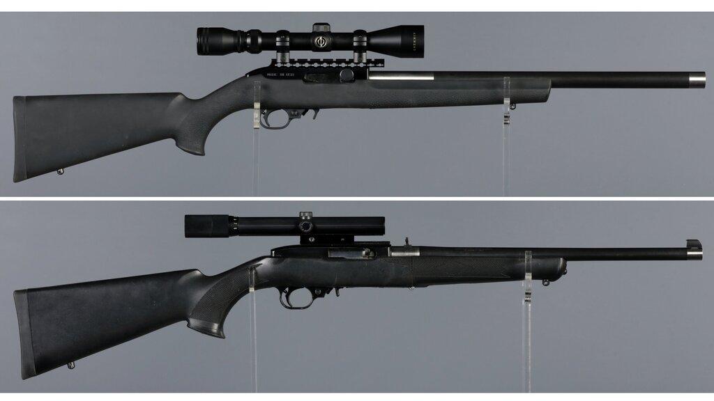 Two Semi-Automatic Rimfire Rifles with Scopes