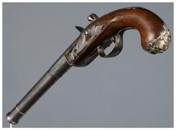 English Hawkes Queen Anne Flintlock Pistol