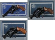 Three Smith & Wesson Double Action Rimfire Revolvers with Boxes