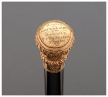 Civil War Presentation Cane Inscribed to Captain George Hussey