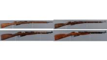 Four Russian Izhevsk Arsenal Mosin Nagant Bolt Action Rifles