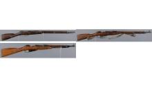 Three Mosin Nagant Bolt Action Long Arms