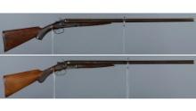 Two Antique American Double Barrel Hammer Shotguns