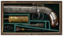 Cased Presentation Allen & Thurber Bar Hammer Pepperbox Revolver