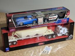 1/32 New Ray Die Cast Peterbilt Tanker Semi & 1/28 Mega Motors Radio Control Dodge Ciper & Dodge Cha