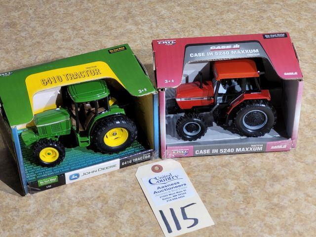 Ertl 1/32 John Deere 6410 MFWD Tractor & Case IH 5240 Maddum Die Cast Metal (NIB) 2 times the money