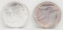 1994 Christmas Time Joy & 2003 Christmas Santa 1 Troy Oz. .999 Fine Silver Rounds