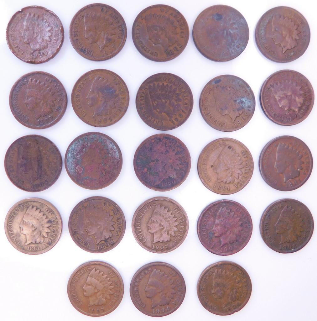 Grouping of Indian Head Pennies Including 1961 Key Date, (23)