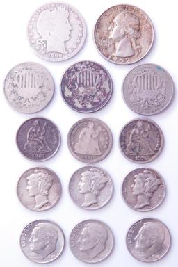 Mixed Grouping of U.S. Coins, (14)