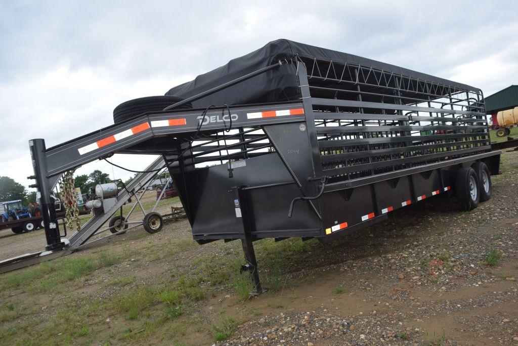 2022 DELCO 24' GOOSENECK STOCK TRAILER W/ TITLE