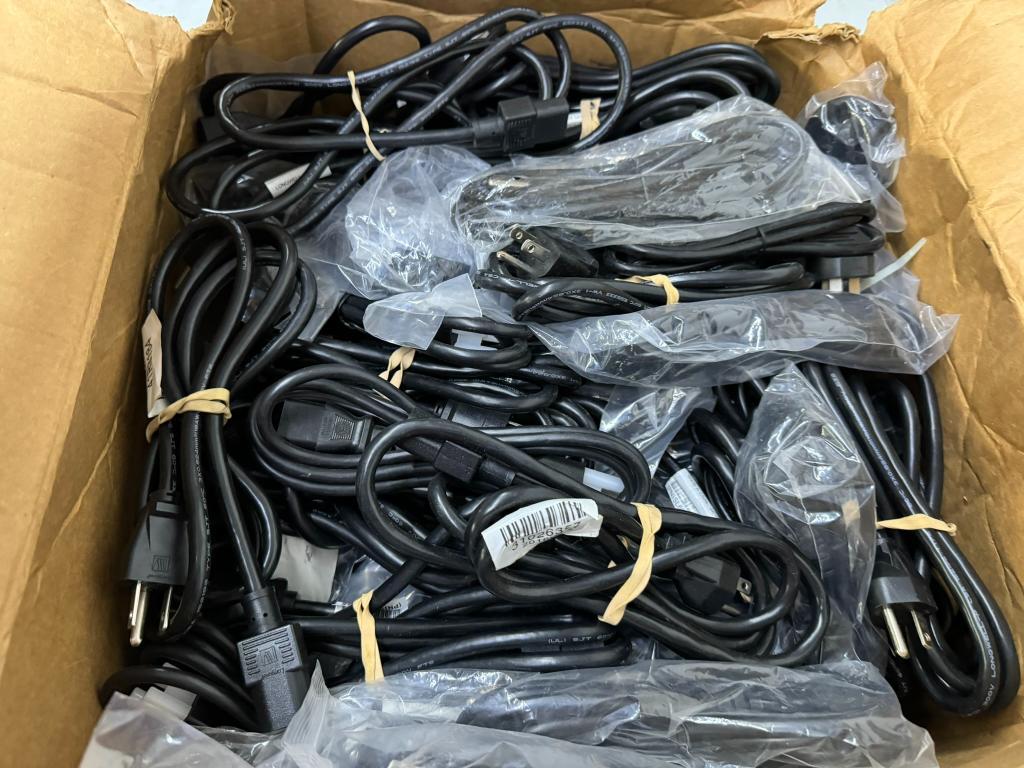 BOXES OF ASSORTED POWER CORDS & PORT CABLES (YOUR BID X QTY = TOTAL $)