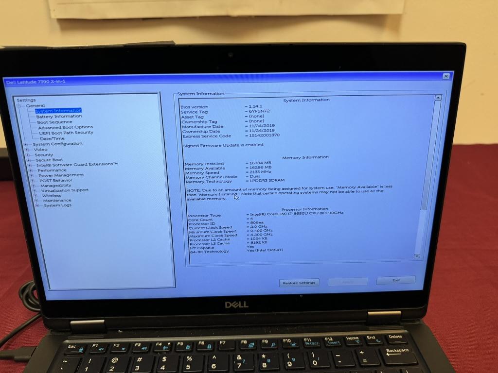 Dell Latitude 7390 Core i7, 8TH 16GB 512GB SSD