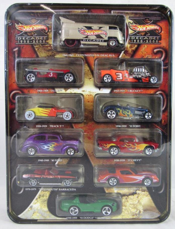 Hot Wheels "Decades 1900-2000" Boxed Set (10) Sealed MIB w/ VW Drag Bus