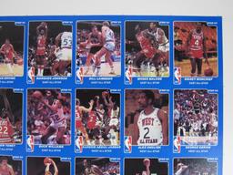 Rare 1983 Star Basketball Uncut Sheet. Larry Bird, Magic, Dr. J, Kareem ++