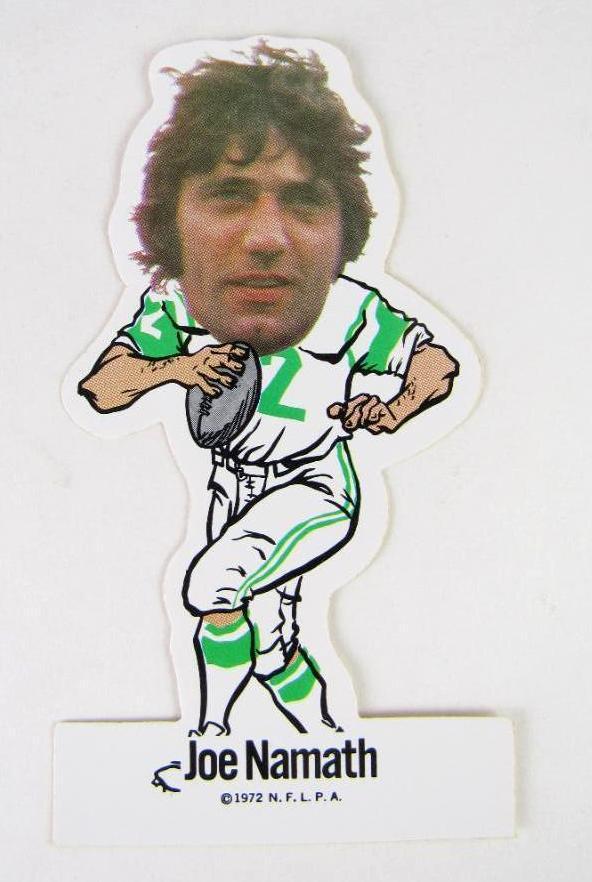 Rare 1972 NFLPA Fascal Vinyl Stickers Joe Namath