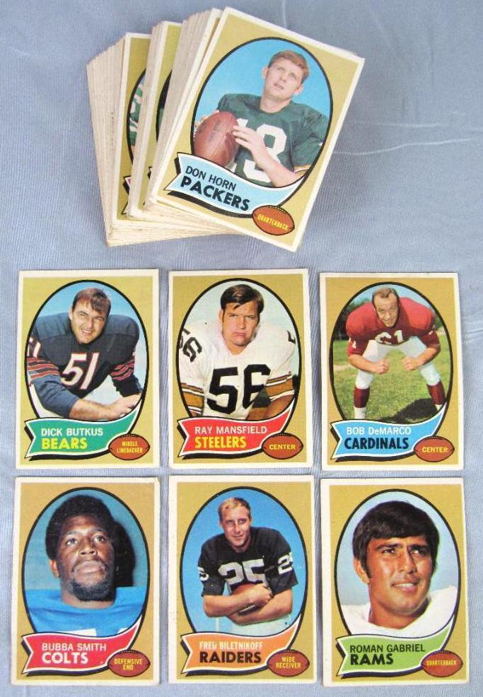 Lot (60+) 1970 Topps Football Cards w/ Some Stars