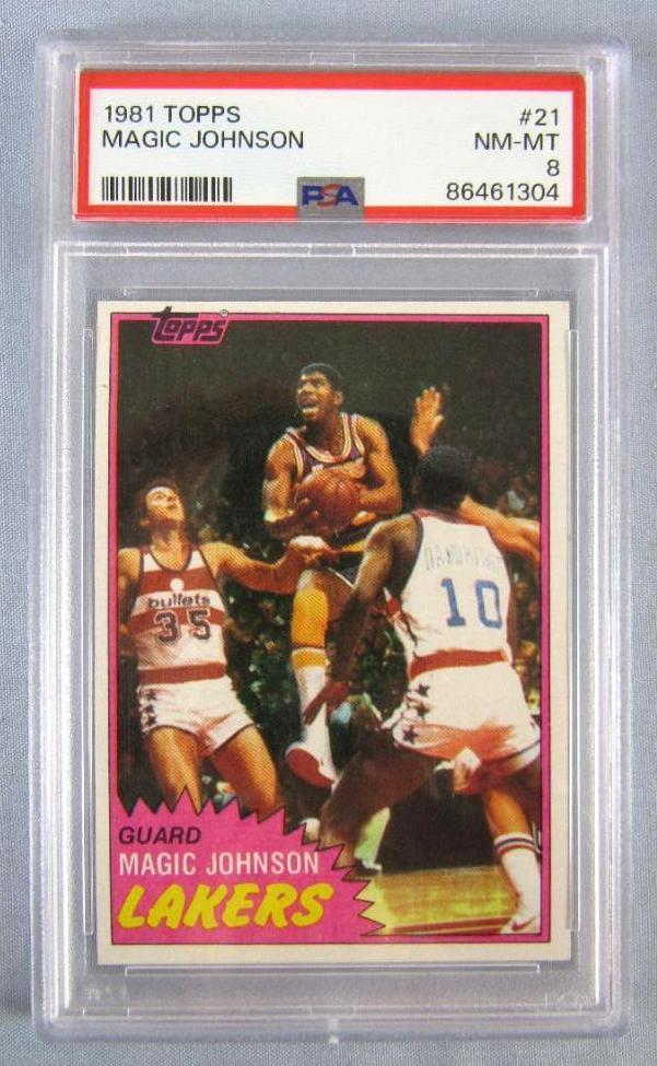 1981 Topps #21 Magic Johnson 2nd Year Card PSA 8