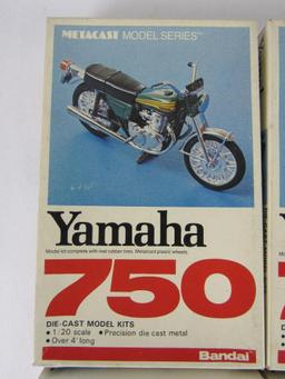 (2) Vintage Bandai 1:20 Scale Yamaha 750 Motorcycle Diecast Model Kits