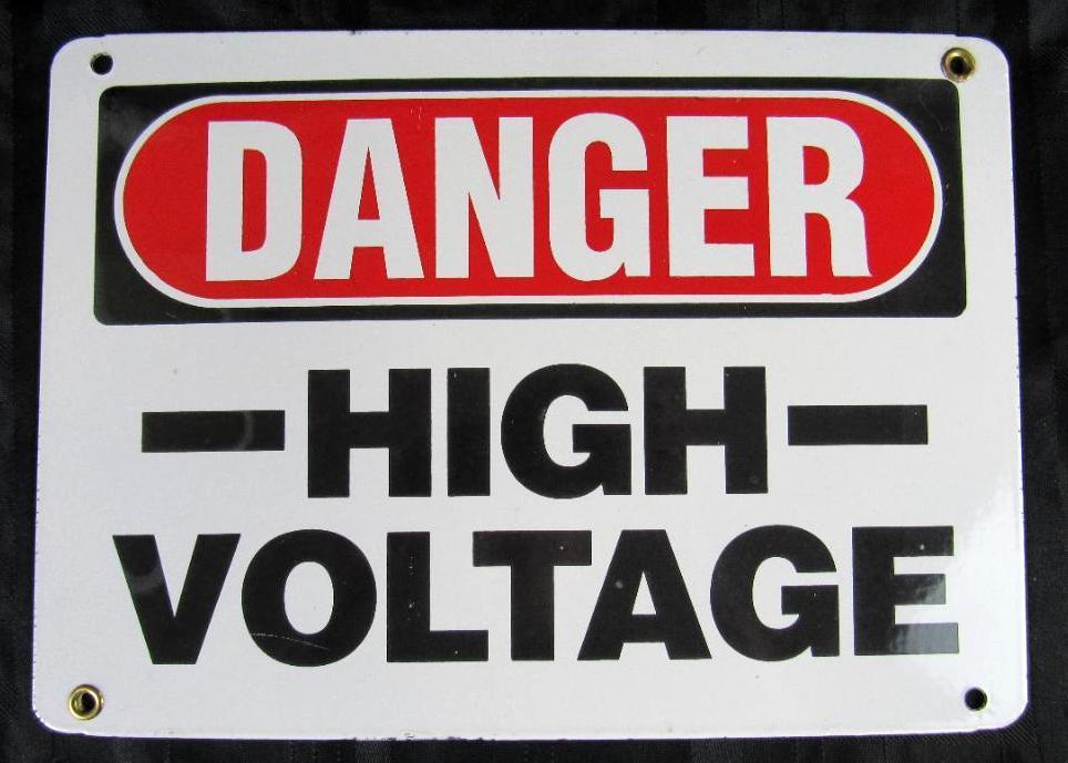 Antique DANGER-HIGH VOLTAGE Porcelain Sign 10 x 14"