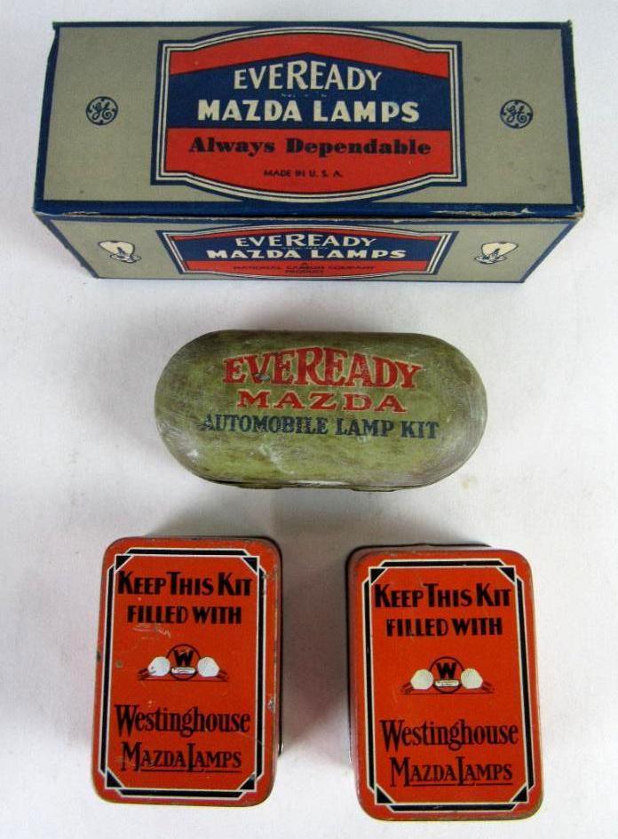 Antique Eveready & Westinghouse Mazda Lamps/ Automobile Bulbs