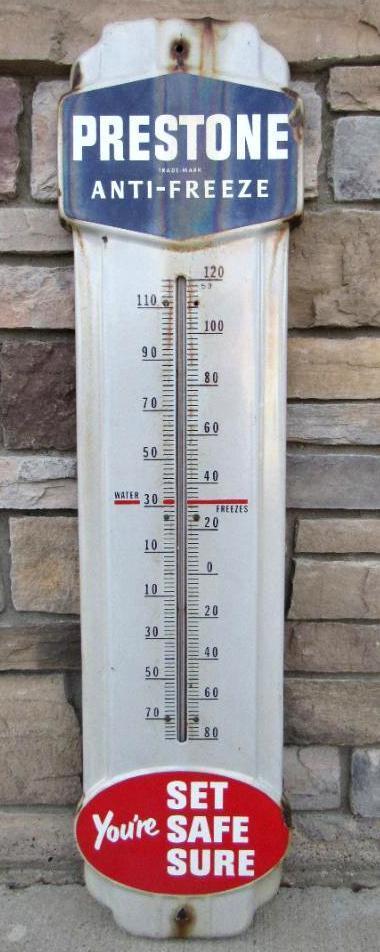 Authentic Prestone Anti-Freeze Porcelain 36" Thermometer