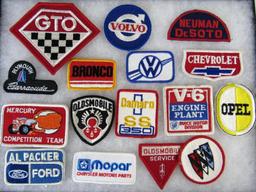 Excellent Lot Vintage Sewn Patches All Automotive-Plymouth Barracuda, Camaro, Olds, Ford, GTO+++