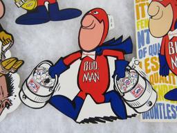 Lot (4) Vintage 1960's Budweiser BUD MAN Decals- Larger Sized