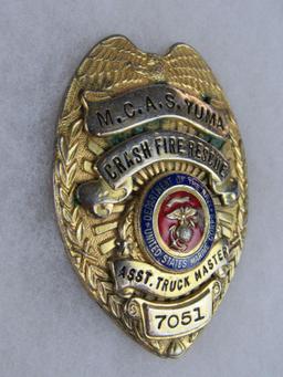 Vintage US Marine Corps MCAS Yuma Arizona Crash-Fire-Rescue Badge