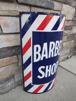 Excellent Antique Concave (Curved) Porcelain Barber Shop Sign