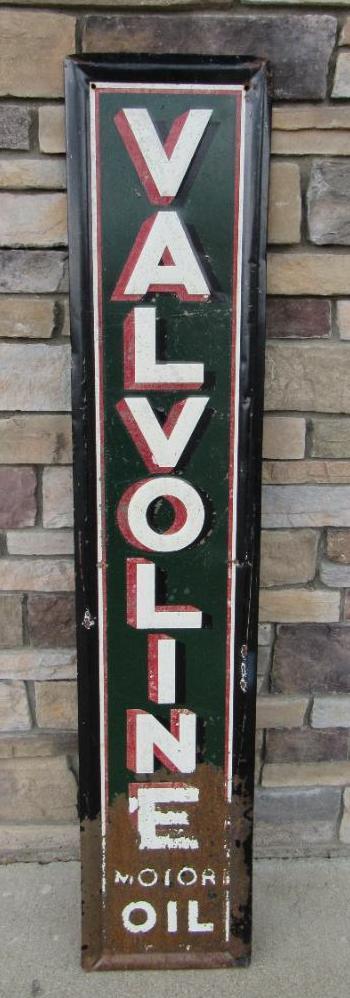 Vintage Valvoline Motor Oil 5 Ft. Embossed Metal Vertical Gas & Oil Sign