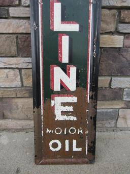 Vintage Valvoline Motor Oil 5 Ft. Embossed Metal Vertical Gas & Oil Sign