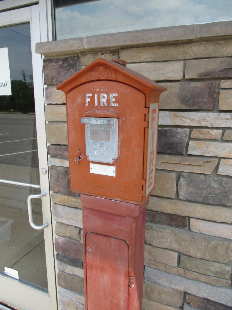 Antique Gamewell Fire Call Box on Original Cast Metal Stand