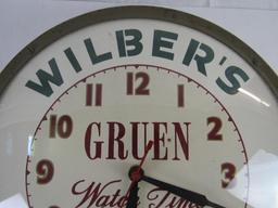 Vintage Wilbers Jewelers " Gruen Watches" Advertising Synchron Electric Clock