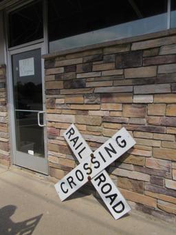 Vintage Aluminum Railroad Crossing "Cross-Buck" Sign