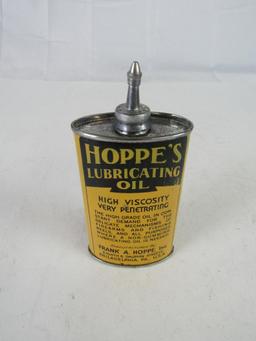 Antique Hoppe's Gun Oil Handy Oiler Tin w/ Lead Top