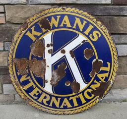 Antique Kiwanis International 30" Porcelain Sign