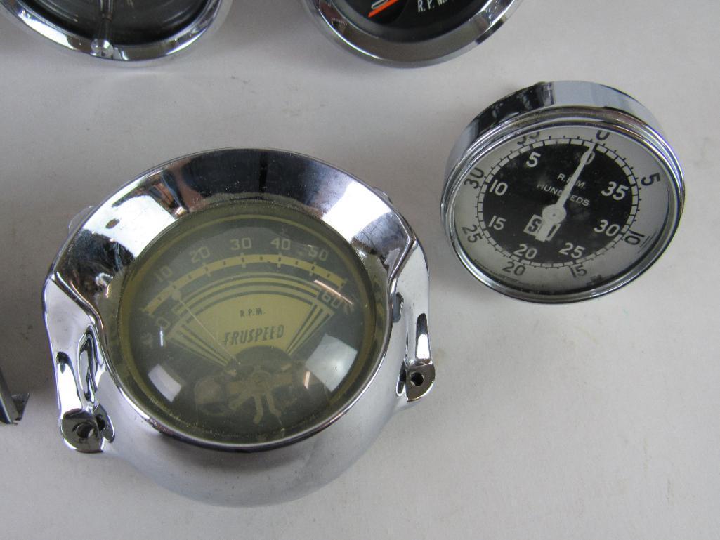 Excellent Collection Vintage Muscle Car Era Gauges/ Tachometers, Clock, etc