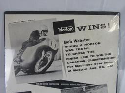 Vintage 1961 Norton/ Ducati Motorcycles Advertising Poster/ Castrol 17.5" x 22.5"
