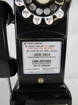 Antique 1950's Western Electric Coin Op Black Payphone (3-Slot)