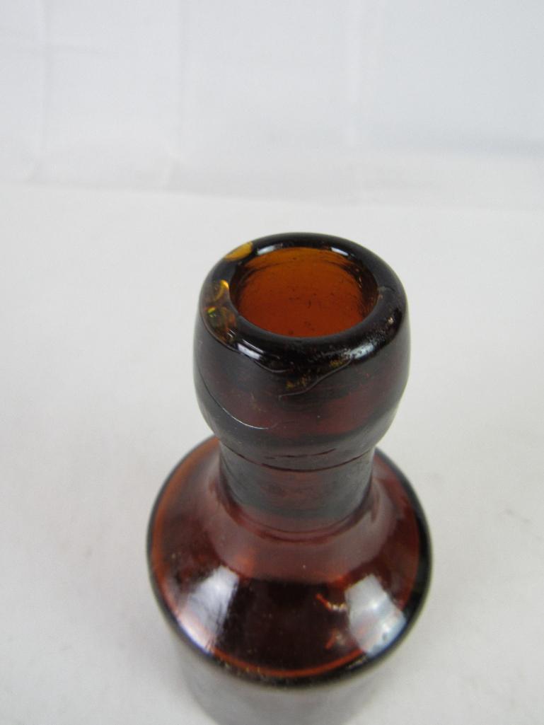 Early Antique BF Goodrich Vulcanizing Solution Amber Embossed Bottle
