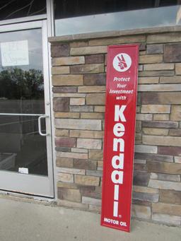 Vintage NOS Kendall Motor Oil Embossed Metal Vertical Sign 6 ft.