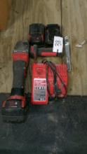 MILWAUKEE 4 1/2" 18 VOLT GRINDER w / 3 batteries & charger