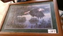 24" X 34" FRAMED EAGLE PRINT 200/2000 BY Kim Norlein